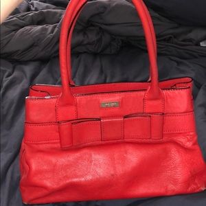 Kate spade red leather bow bag
